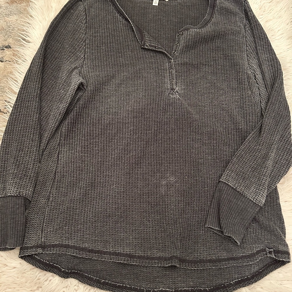 Seven7 Charcoal Waffle Knit Top